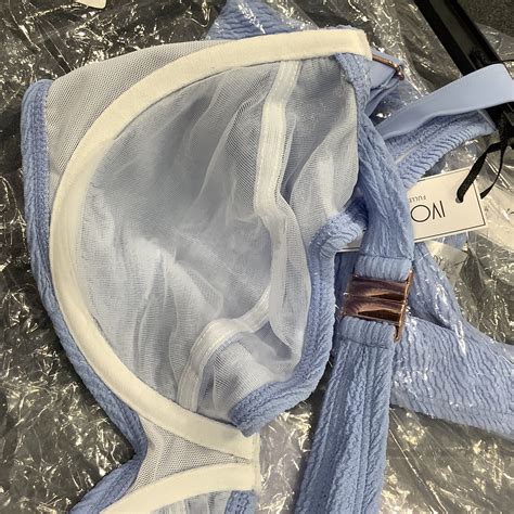 Ivory Rose Womens Blue Fuller Bust Mix Match Scrunch Bikini Top Size 36E EBay