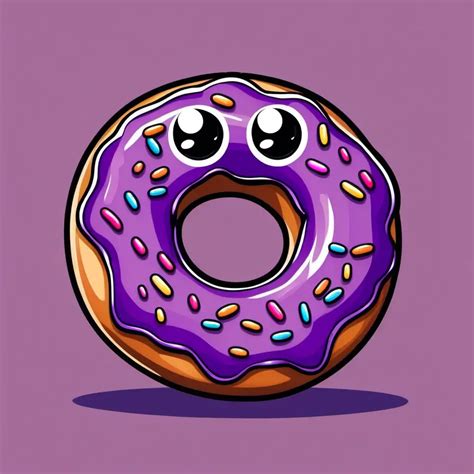 Cheerful Purple Cartoon Donut Delights MUSE AI