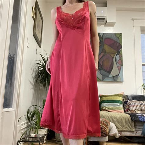 Vintage Red Lingerie Slip Dress Fits Like A Depop