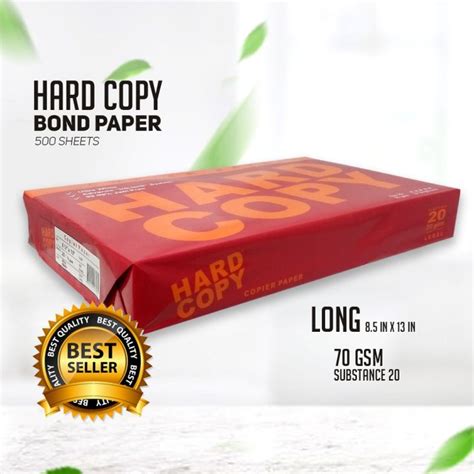 Ream Hard Copy Bond Paper Short A Long Size Gsm Gsm