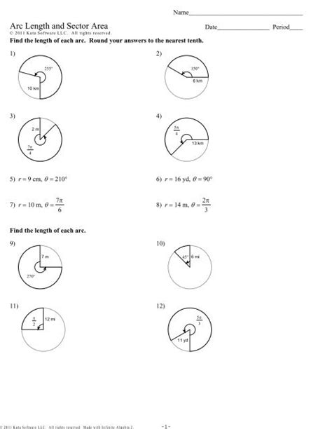 Arclength And Sector Area Worksheet Worksheets Library