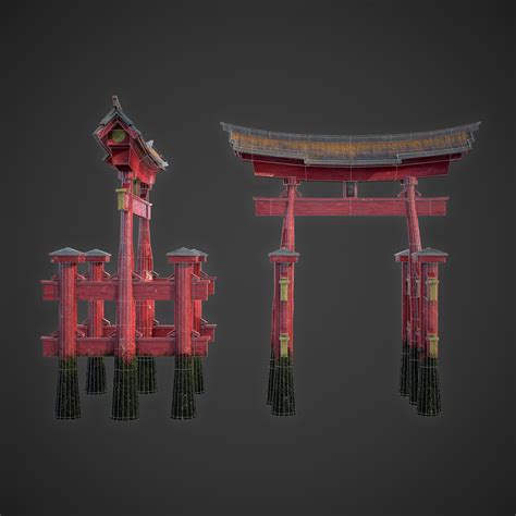 3d Model Japanese Torii Low Poly Vr Ar Low Poly Cgtrader