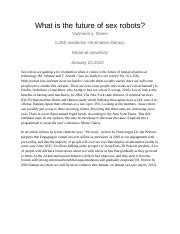 What Is The Future Of Sex Robots Rough Drafts Docx What Is The Future Of Sex Robots Yazmeen Y