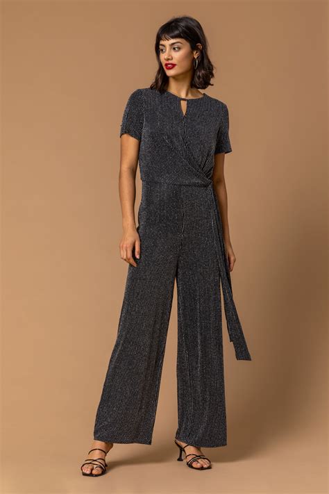 Shimmer Twist Keyhole Jumpsuit In Silver Roman Originals Uk