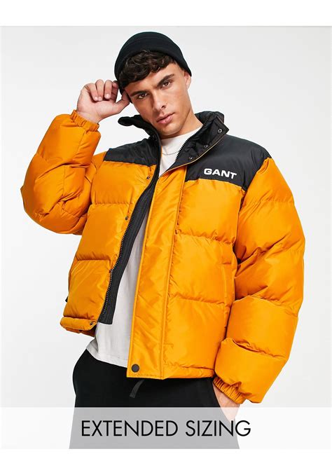 Gant Puffer Jacket In Orange For Men Lyst Uk