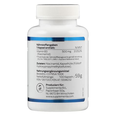 Niacinamide (B3) 500mg at Cenaverde B.V.