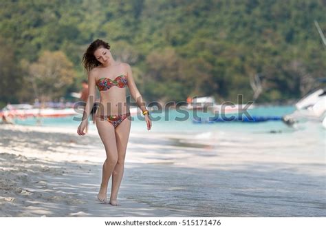 Sexy Girl Bikini Walking On Beach Stock Photo Shutterstock