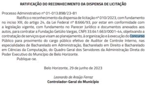 Banca do concurso CGM BH é definida edital iminente