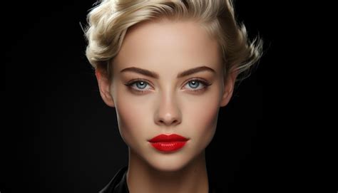Belle femme blonde aux yeux bleus mannequin élégant et glamour généré par l intelligence