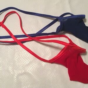 Men S G String Thong Sheer Push Out Torpedo Missile Naked FISH NET Red Or Blue Sheer Air Light