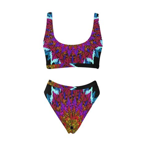 Violett Mandala Sport Top High Waisted Bikini Swimsuit Model S ID D