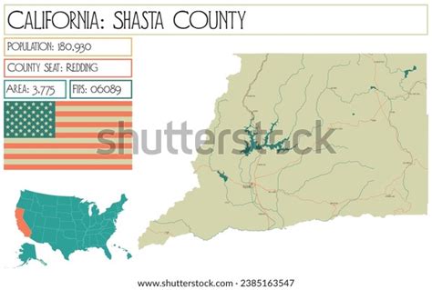 Large Detailed Map Shasta County California Stock Vector Royalty Free