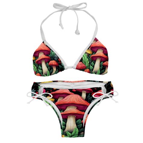 Mushroom Swim Suit Bikini Set With Detachable Sponge Adjustable Strap Two Pack Ideal For