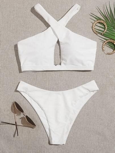 Solid Cross Neck Bikini Swimsuit Artofit
