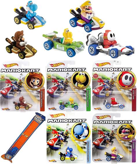 Buy Hot Wheels Shy Kart Mario Car Set Mariokart Character Bundle Guy B Dasher Light Blue Yoshi