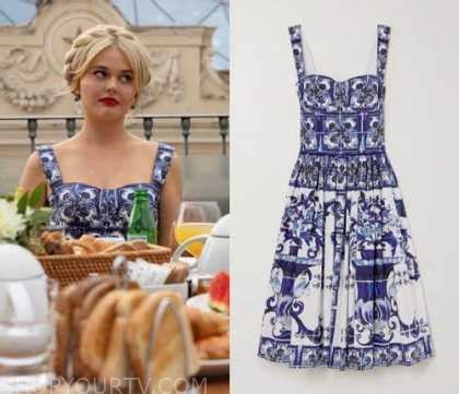 Gossip Girl Reboot: Season 2 Episode 10 Audrey's White and Blue Printed ...