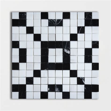 Black Snow White Multi Finish Maze 2 Marble Mosaic 12x12x3 8