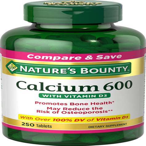 Nature S Bounty Calcium 600 Vitamin D3 Tablets 600 Mg 250 Ct Nz