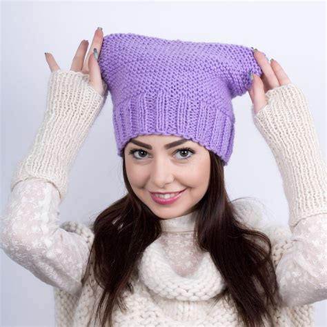 PUSSYHAT Purple Purple Pussy Hat Womens March Hat Winter Etsy