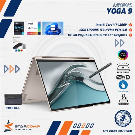 Jual LENOVO Yoga Slim 9i 14IAP7 Touch I7 1280P 16GB 1TB OLED Iris Xe