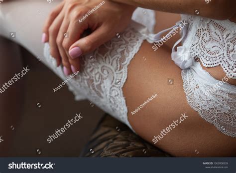 Beautiful Woman Wearing White Lingerie Sitting Stock Photo Shutterstock