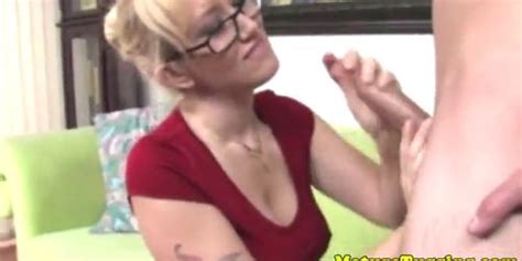 Spex Milf Mature Tugging His Hard Cock Tnaflix
