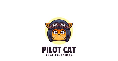 Pilot Cat Simple Mascot Logo 223123 Templatemonster