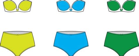 Bikini de color sólido esbozo plano diseño técnico ilustración vectorial plantilla Vector Premium