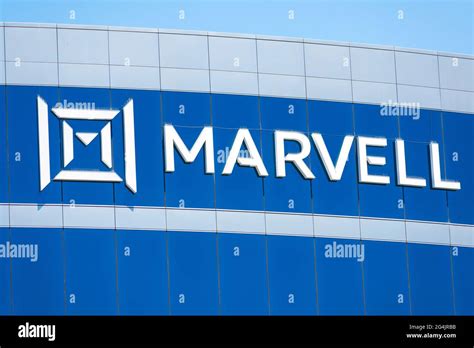 Marvell sign, logo on facade of Marvell Technology headquarters in ...