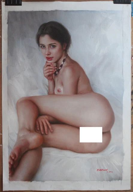 FEMME NUE INTÉGRALE tableau peinture huile sur toile nude female oil painting EUR 449 00