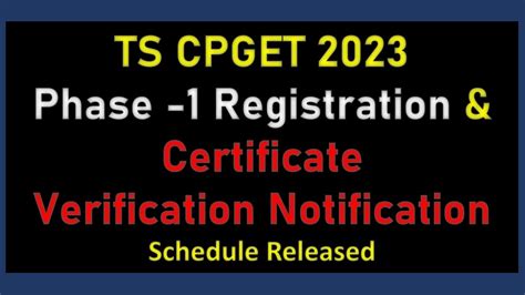 TS CPGET 2023 Phase 1 Counselling Dates CPGET Certificate