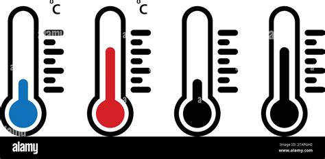 Hot And Cold Meteorology Thermometers On Transparent Background Blue And Red Thermometers