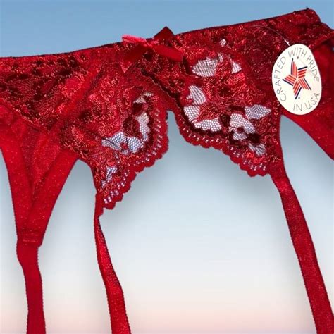 S Sexy Red Lace Garter Belt Valentine S Vintage Lingerie Etsy