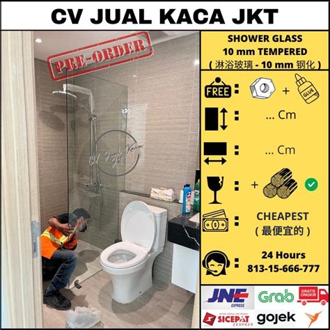 Jual Kaca Mati Shower 10 Mm Tempered Sekat Kamar Mandi Free Ongkir