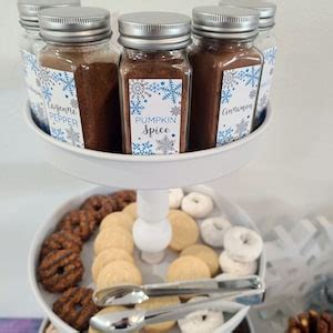 PRINTED Hot Cocoa Bar Kit DIY 36 Labels 2 5 Inch And 8x10 Paper Sign Blue Silver Snowflake Round