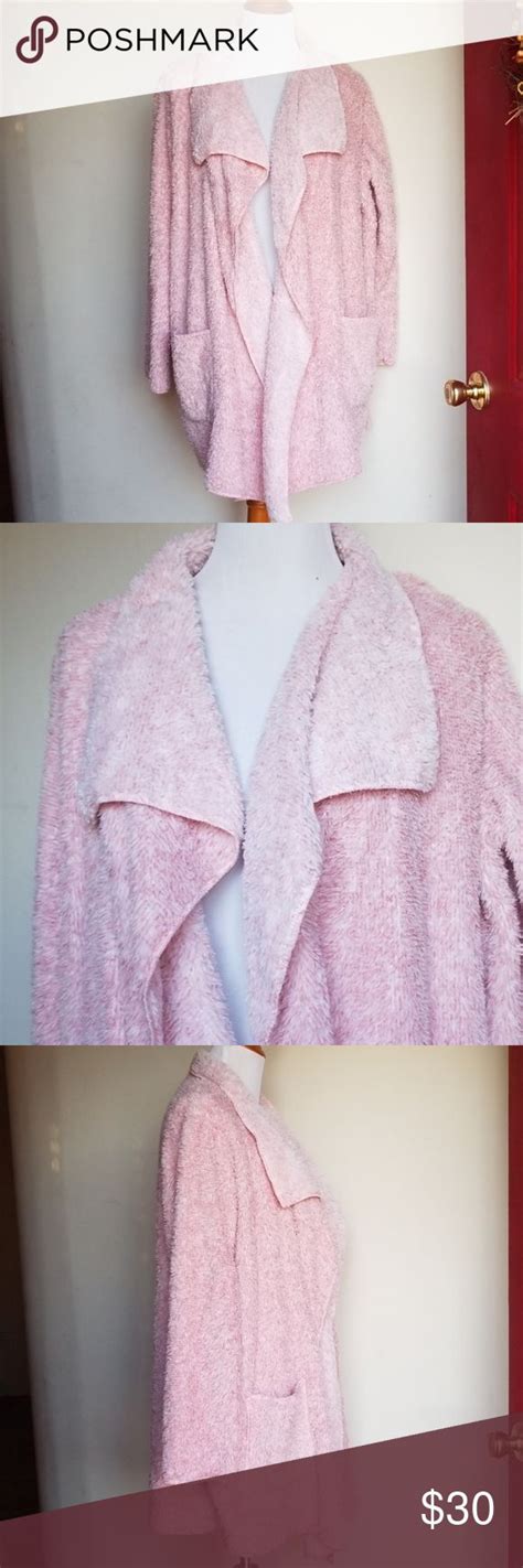 Hue L Xl Soft Pink Sherpa Cardigan W Pockets 💜