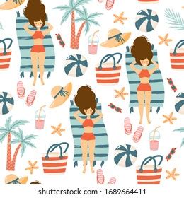 Set Cute Summer Icons Bikini Flip Stock Vector Royalty Free