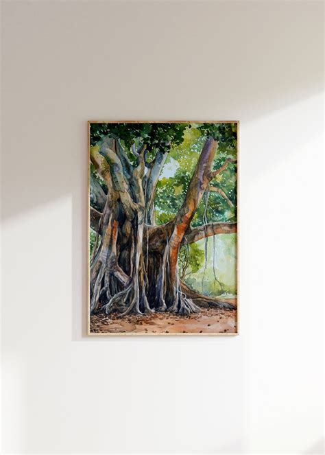 Banyan Tree Painting Download, Nature Watercolor Print, Printable