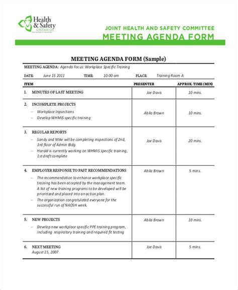 Safety Meeting Minutes Template The Best Professional Template