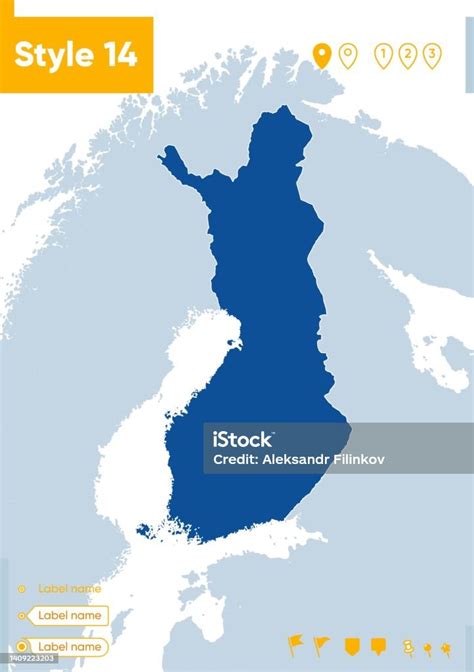 Finland Map With Water National Borders And Neighboring Countries Shape