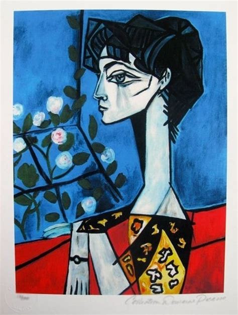 Pablo Picasso Jacqueline Roque With Flowers Estate Lot 325t