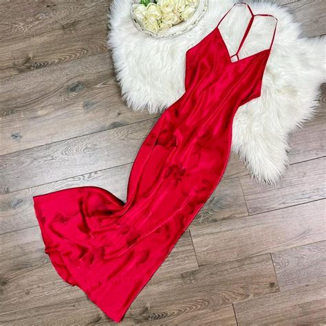 Sz M Vintage Victorias Secret Pure Silk Red Watercolor Floral Print Lingerie Slip Dress Etsy