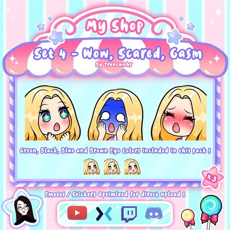 Wow Scared Gasm Cute Chibi Blonde Hair Emotes Pack For Twitch Discord Mixer And More Etsy
