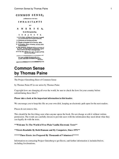 Thomas Paine -Common sense