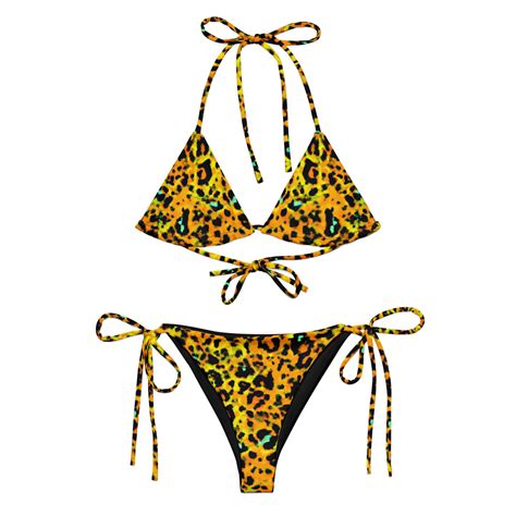 Aposematic Leopard String Bikini Women S Leopard Bikini Swimsuit Two Piece Bathing Suit Funky