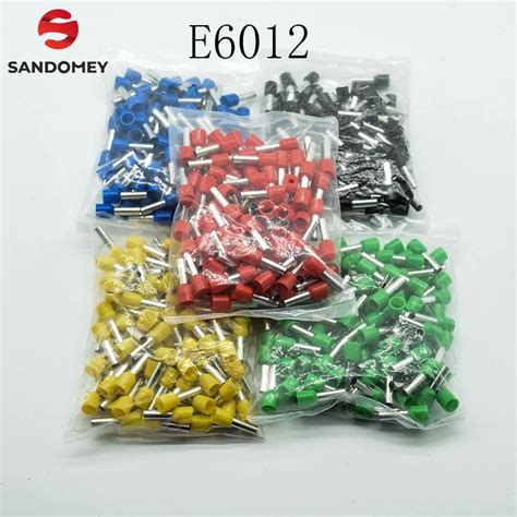 E6012 튜브 절연 터미널 6MM2 케이블 와이어 커넥터 절연 크림프 터미널 절연 커넥터 100 개/갑|단말기 ...