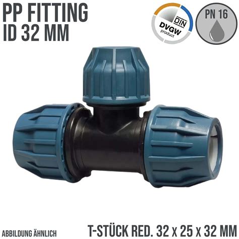 PP PE Fittings Klemm Muffe Kupplung Winkel T Stück Kappe Verbinder DVGW