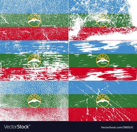 Flag of Karachay-Cherkessia Republic Russia with old texture ...