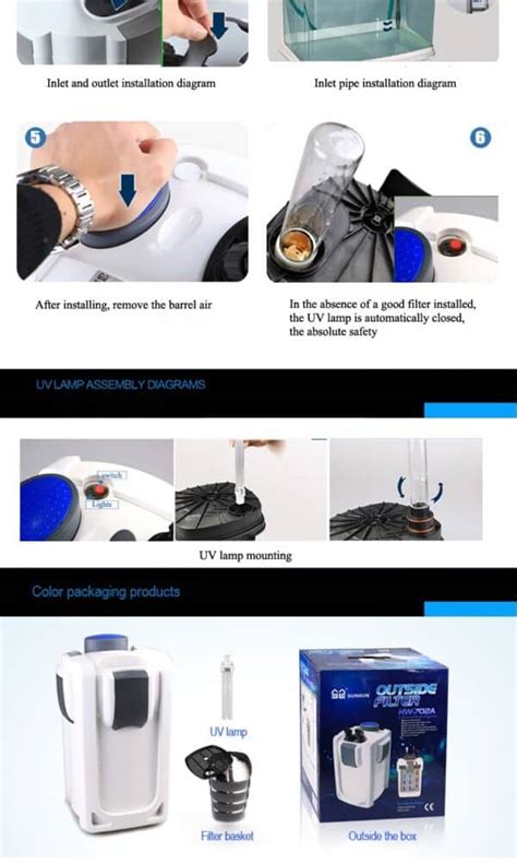 SG Stock: SunSun HW-702B external canister for aquarium with 9w UV lamp ...