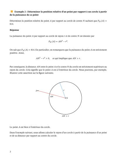 Leçon Théorème de la puissance dun point par rapport à un cercle Nagwa